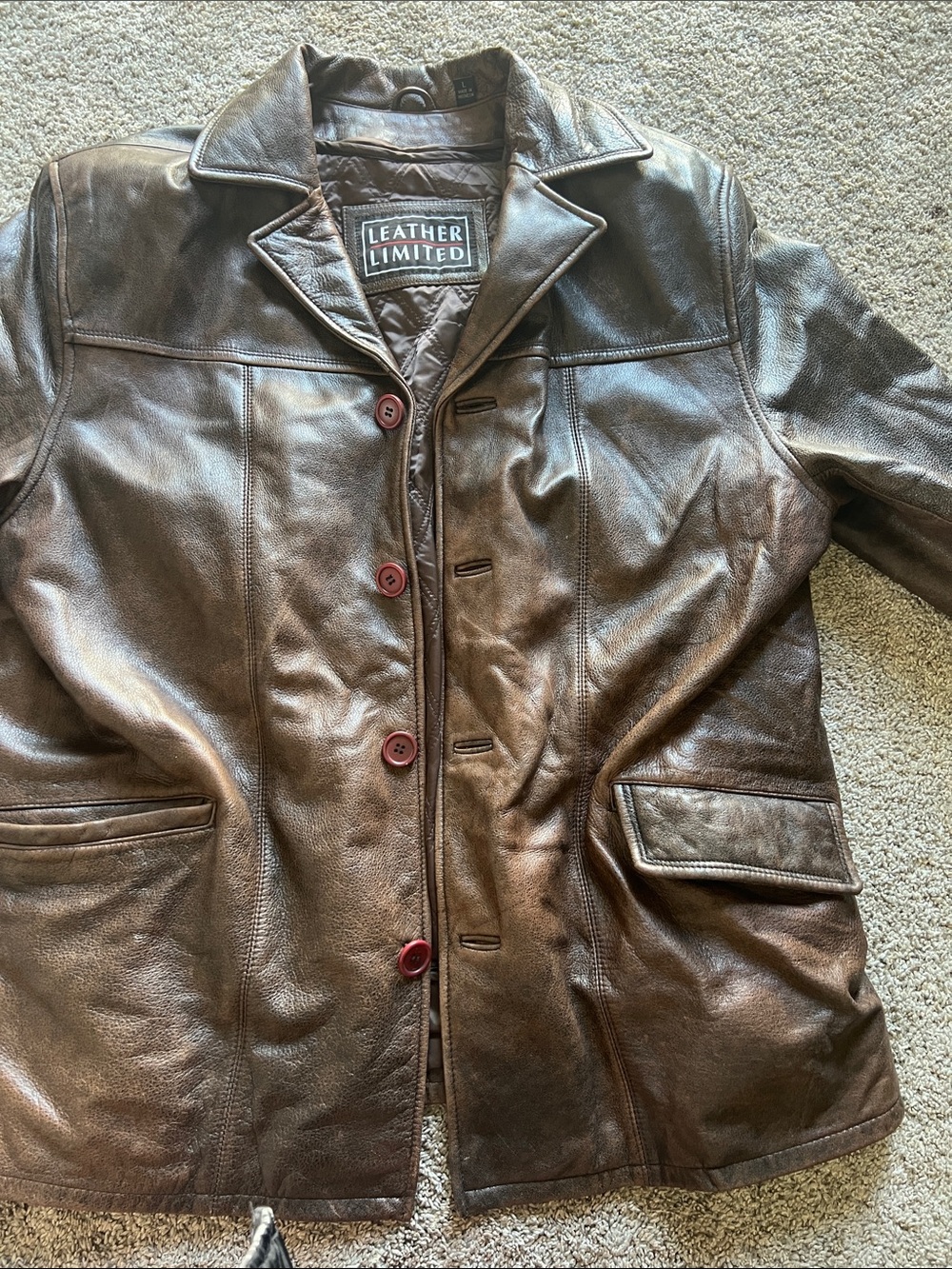 Leather Limited Brown Leather Button-Up Jacket